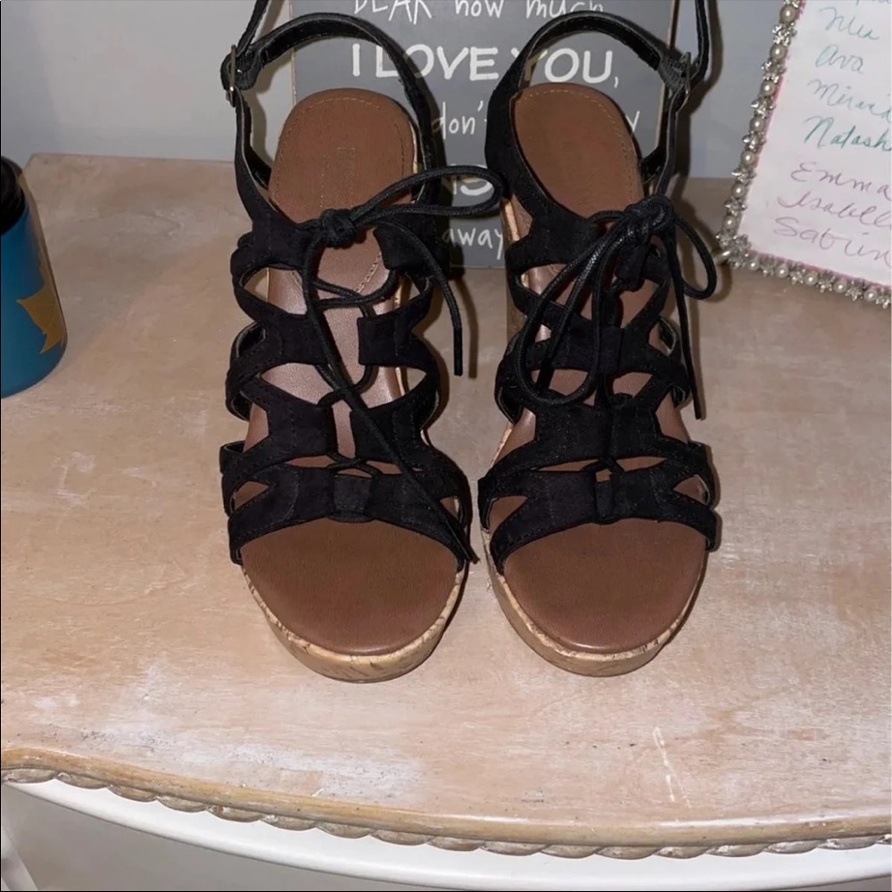 Black Strappy Wedges